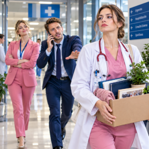 Después de tres años de matrimonio, mi marido permitió que su amante me echara del hospital: “Tienes tres minutos para recoger tus cosas”. Me fui sin defenderme y envié una carta del abogado esa misma noche. Tres días después, él llamó fuera de sí: “¡Mi madre necesita una operación ahora!”. Contesté con calma: “Busca a un médico competente”… y entonces su jefe de cirugía pronunció un nombre que cambió todo.
